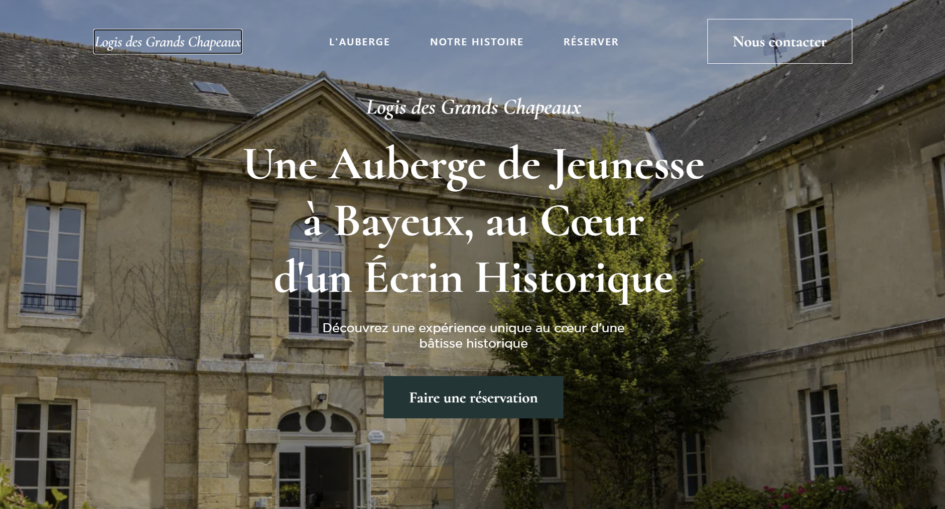 Landing page du site