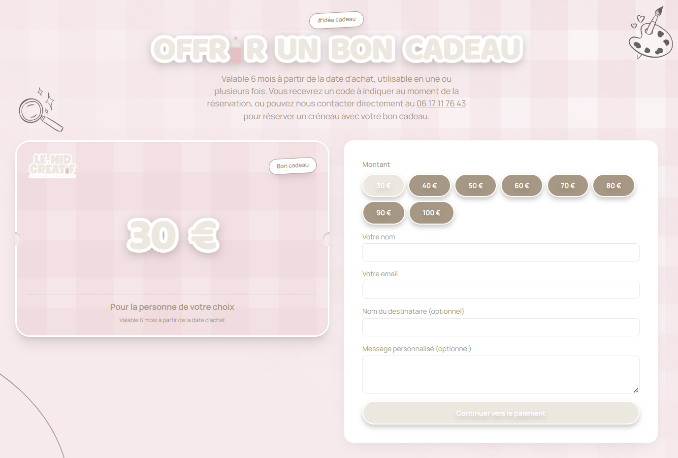 Écran bons cadeaux